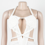 Fashion Women's Halter Neck Knit Cut-Out Sexy Slit Dress