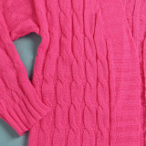 Fashion Women's Autumn Winter Solid Color Long Knit Cardigan Coat