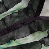 Elegant Long Dress Pleated African Plus Size Women's Print Chiffon Dress