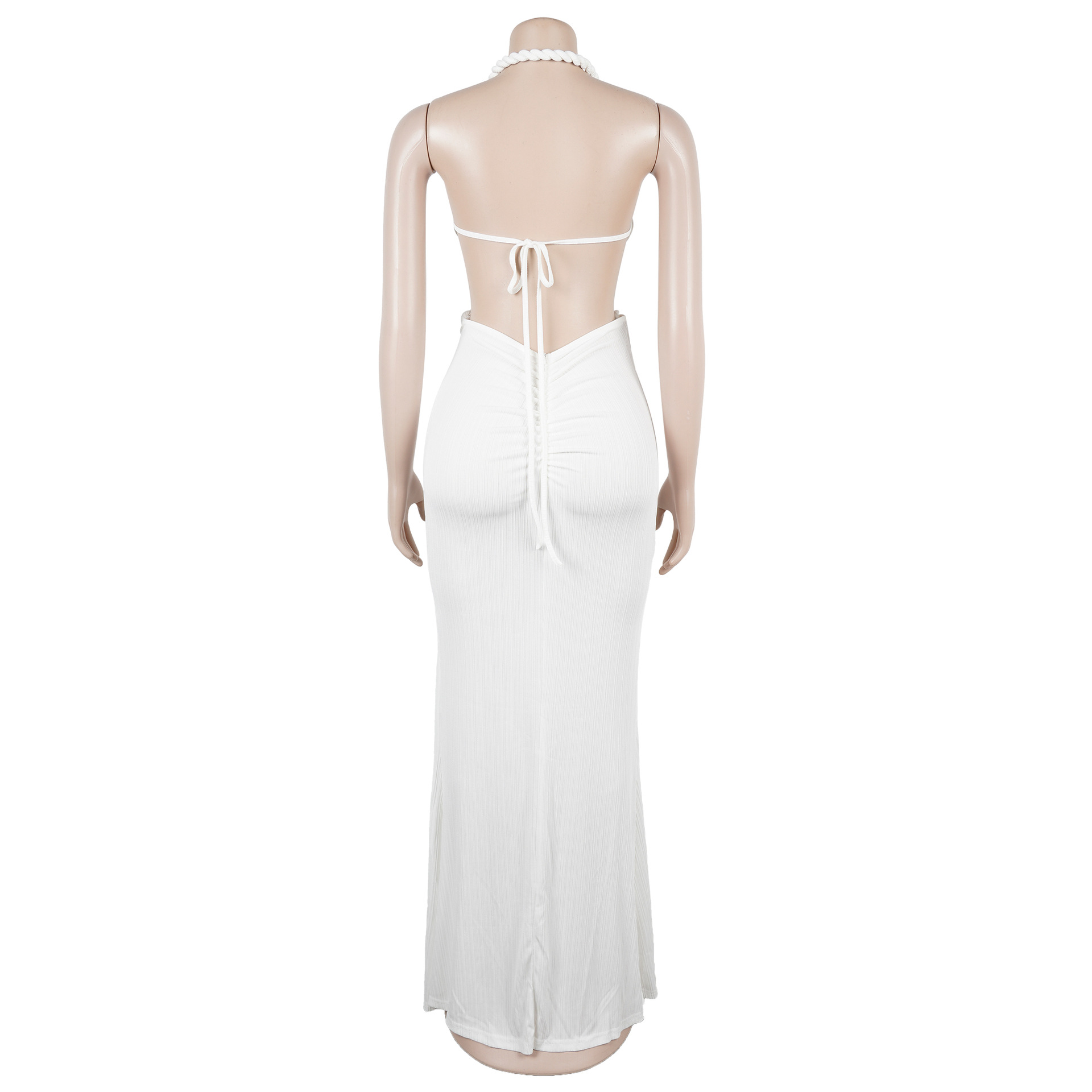 Fashion Women's Halter Neck Knit Cut-Out Sexy Slit Dress