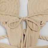 Fashion Women's Halter Neck Knit Cut-Out Sexy Slit Dress