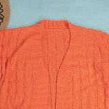 Fashion Women's Autumn Winter Solid Color Long Knit Cardigan Coat