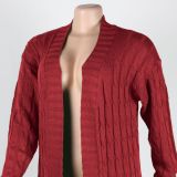 Fashion Women's Autumn Winter Solid Color Long Knit Cardigan Coat