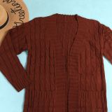 Fashion Women's Autumn Winter Solid Color Long Knit Cardigan Coat