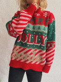 Women Christmas jacquard knitting round-neck casual sweater