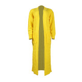 Fashion Women's Autumn Winter Solid Color Long Knit Cardigan Coat