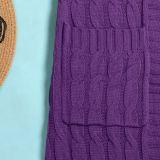 Fashion Women's Autumn Winter Solid Color Long Knit Cardigan Coat