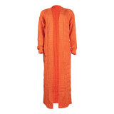 Fashion Women's Autumn Winter Solid Color Long Knit Cardigan Coat