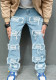 Men's Raw Denim Pants Solid Color Slim Fit Skinny Stretch Ripped Destroyed Slim Long Pants