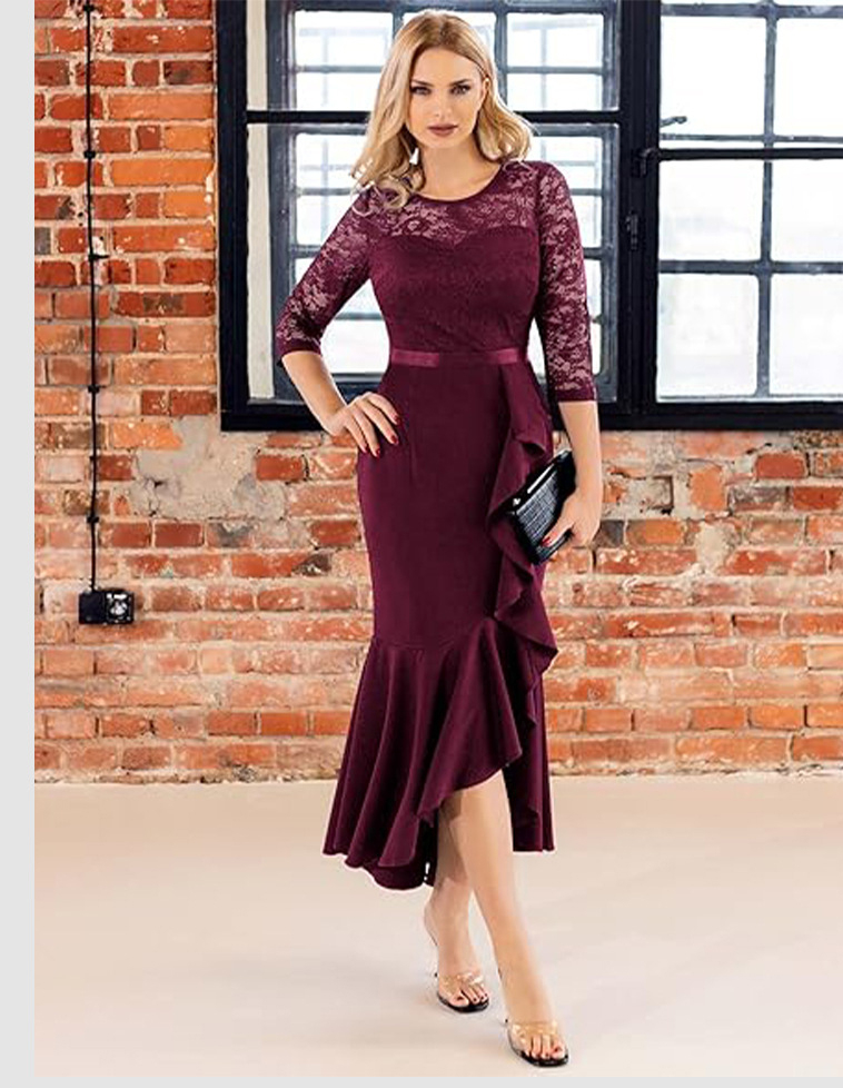 Women formal party fishtail maxi dress