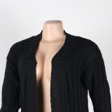 Fashion Women's Autumn Winter Solid Color Long Knit Cardigan Coat