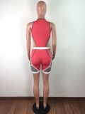 Cut-Out Sleeveless Color Block Patchwork Tight Fitting Casual Sporty Sexy Jumpsuit