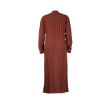 Fashion Women's Autumn Winter Solid Color Long Knit Cardigan Coat