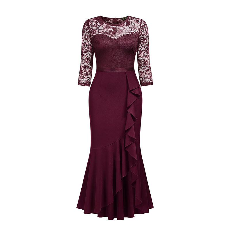 Women formal party fishtail maxi dress