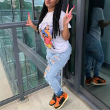 Women Summer Street Trendy High Waist Stretch Denim Pants