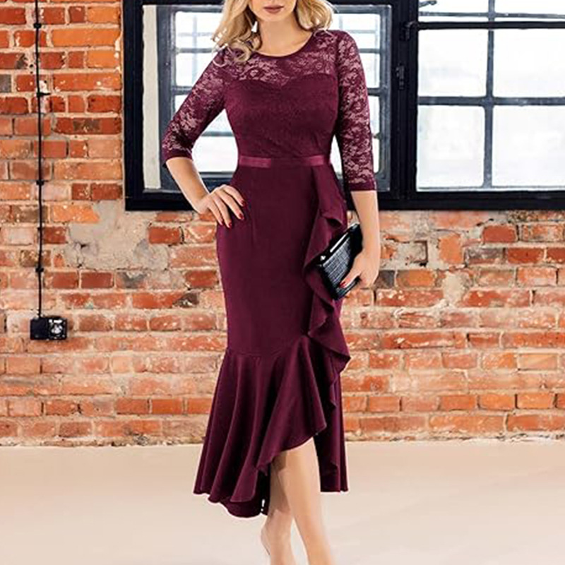 Women formal party fishtail maxi dress