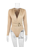 Women Fall/Winter V-Neck Long-Sleeved Bodysuit