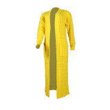 Fashion Women's Autumn Winter Solid Color Long Knit Cardigan Coat