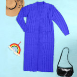 Fashion Women's Autumn Winter Solid Color Long Knit Cardigan Coat