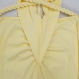 Fashion Women's Halter Neck Knit Cut-Out Sexy Slit Dress