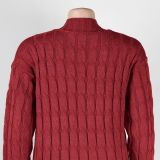 Fashion Women's Autumn Winter Solid Color Long Knit Cardigan Coat