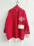 Women Fall/Winter Snowflake Themed Scarf Sweater (Two-Piece Set)