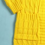 Fashion Women's Autumn Winter Solid Color Long Knit Cardigan Coat