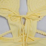 Fashion Women's Halter Neck Knit Cut-Out Sexy Slit Dress