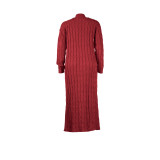 Fashion Women's Autumn Winter Solid Color Long Knit Cardigan Coat
