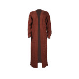 Fashion Women's Autumn Winter Solid Color Long Knit Cardigan Coat