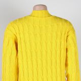 Fashion Women's Autumn Winter Solid Color Long Knit Cardigan Coat