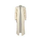 Fashion Women's Autumn Winter Solid Color Long Knit Cardigan Coat
