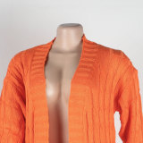 Fashion Women's Autumn Winter Solid Color Long Knit Cardigan Coat