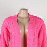 Fashion Women's Autumn Winter Solid Color Long Knit Cardigan Coat