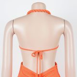 Fashion Women's Halter Neck Knit Cut-Out Sexy Slit Dress