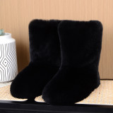 Casual Furry Boots Autumn Winter Warm Mid-Calf Boots Trend Style Women's Snow Boots