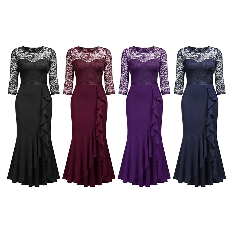 Women formal party fishtail maxi dress