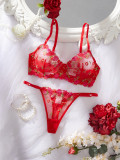 Women Mesh Floral Embroidered Underwire Bra Sexy Lingerie