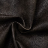 Women Autumn/Winter Pu-Leather Half-Open Collar Zippered Rivet Waist Crop Jacket