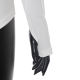 Women Autumn/Winter Stand Collar Zippered Top Shorts with Three-Piece Knee Pads