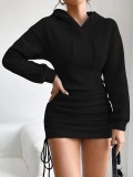 Women Fall/Winter Hooded Long-Sleeved Hoodies Dress