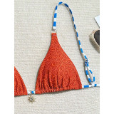 Women Colorblock Sexy Lace-Up Beach Bikini