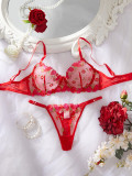 Women Mesh Floral Embroidered Underwire Bra Sexy Lingerie