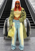 Women Oversized Trench Coat Maxi Turndown Collar Coat