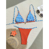 Women Colorblock Sexy Lace-Up Beach Bikini