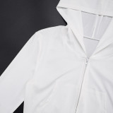 Women Fall Sexy Triangle Cup Hooded Long-Sleeved Jacket and Shorts Three-Piece