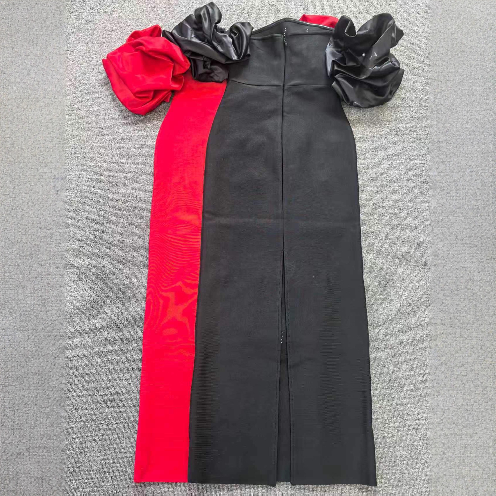 Women Pearl Strapless Off-the-Shoulder Formal Party Bandage Maxi Dress