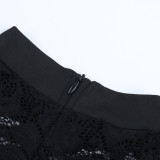 Women Fall Sexy See-Through Cutout Round Neck Long-Sleeved Bodycon Dress