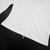 Women Autumn/Winter Stand Collar Zippered Top Shorts with Three-Piece Knee Pads