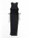 Women Sexy Mesh Lace-Up Beach Dress Cover-Up Swimwear